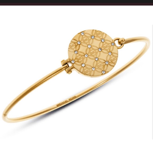 MK Gold Tone Heritage Monogram Disk Crystals NIB - Picture 5 of 10